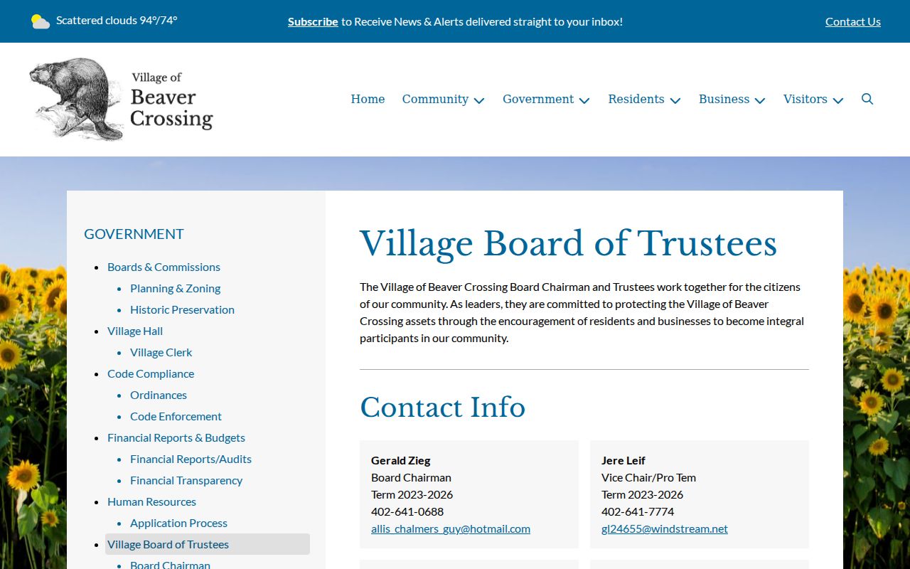 Beaver Crossing court docket distinction from village Board of Trustees records