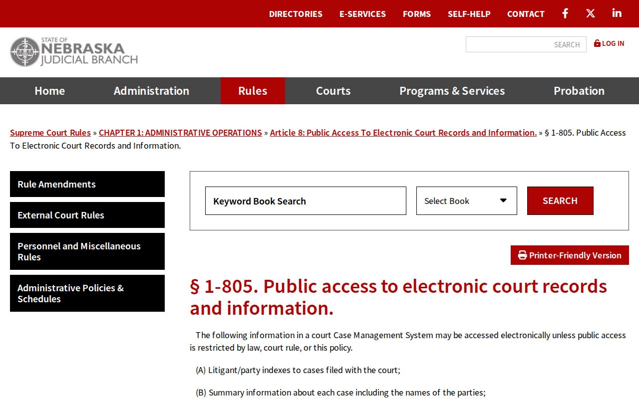 Seward County case search electronic court-records access rule