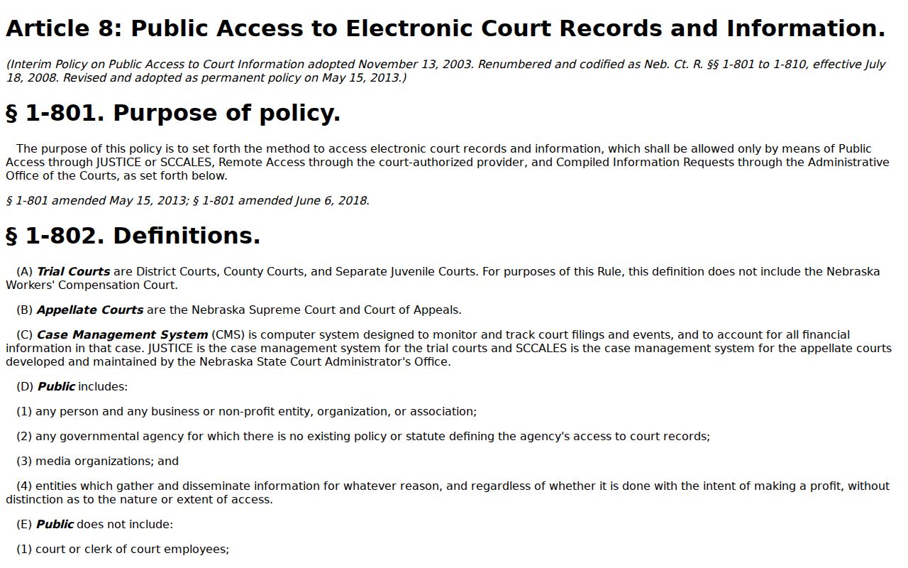 Seward County case search public-access court-records rule