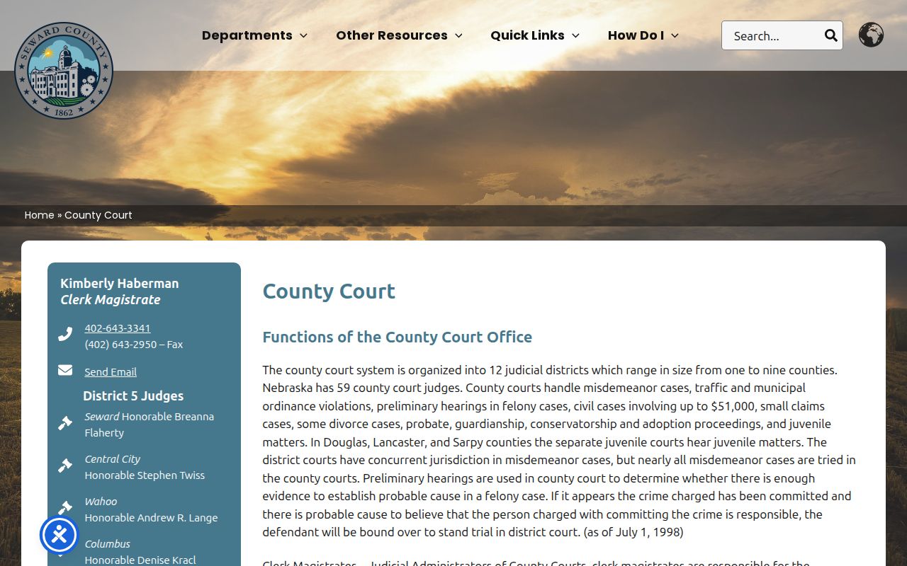 Seward County court docket County Court information and clerk access