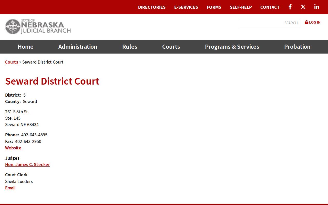 Seward County court docket Seward District Court directory