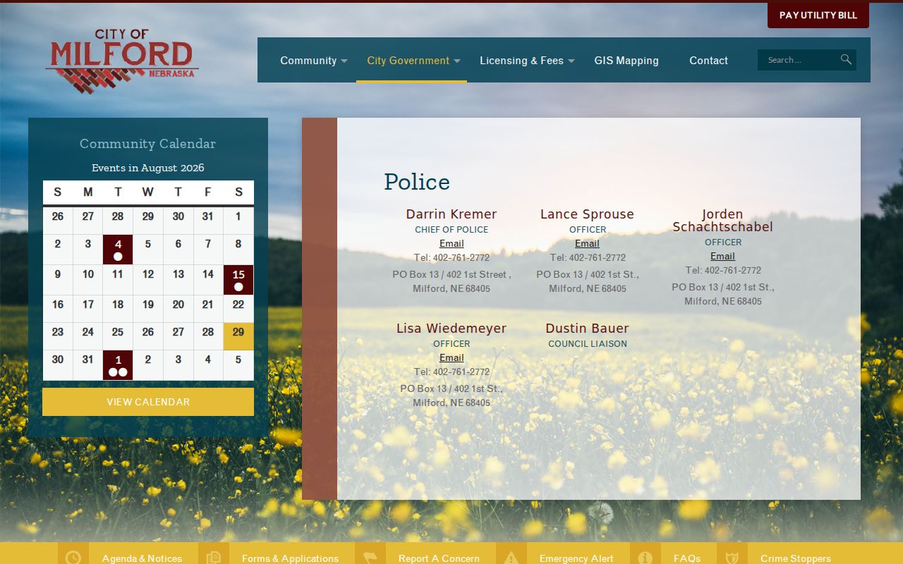 Milford court docket citation issuance contact at Milford Police Department
