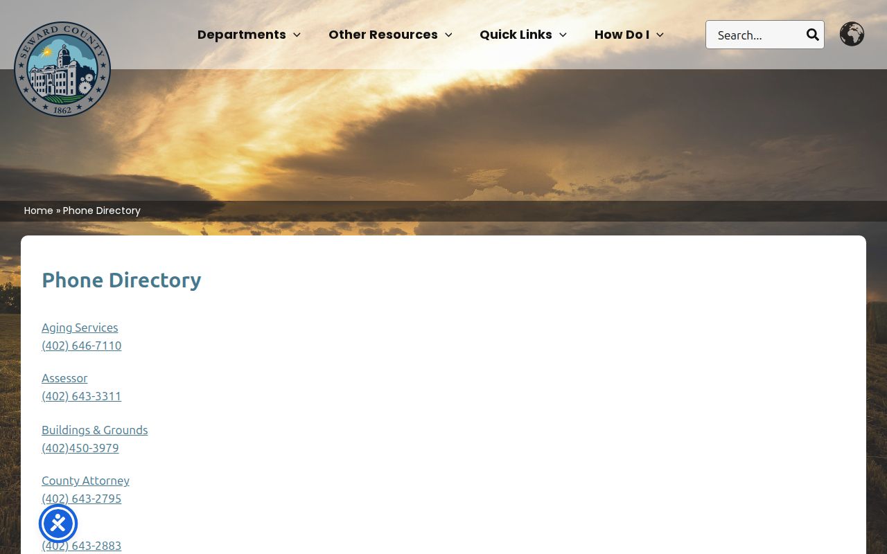 Seward court docket routing through the official Seward County phone directory